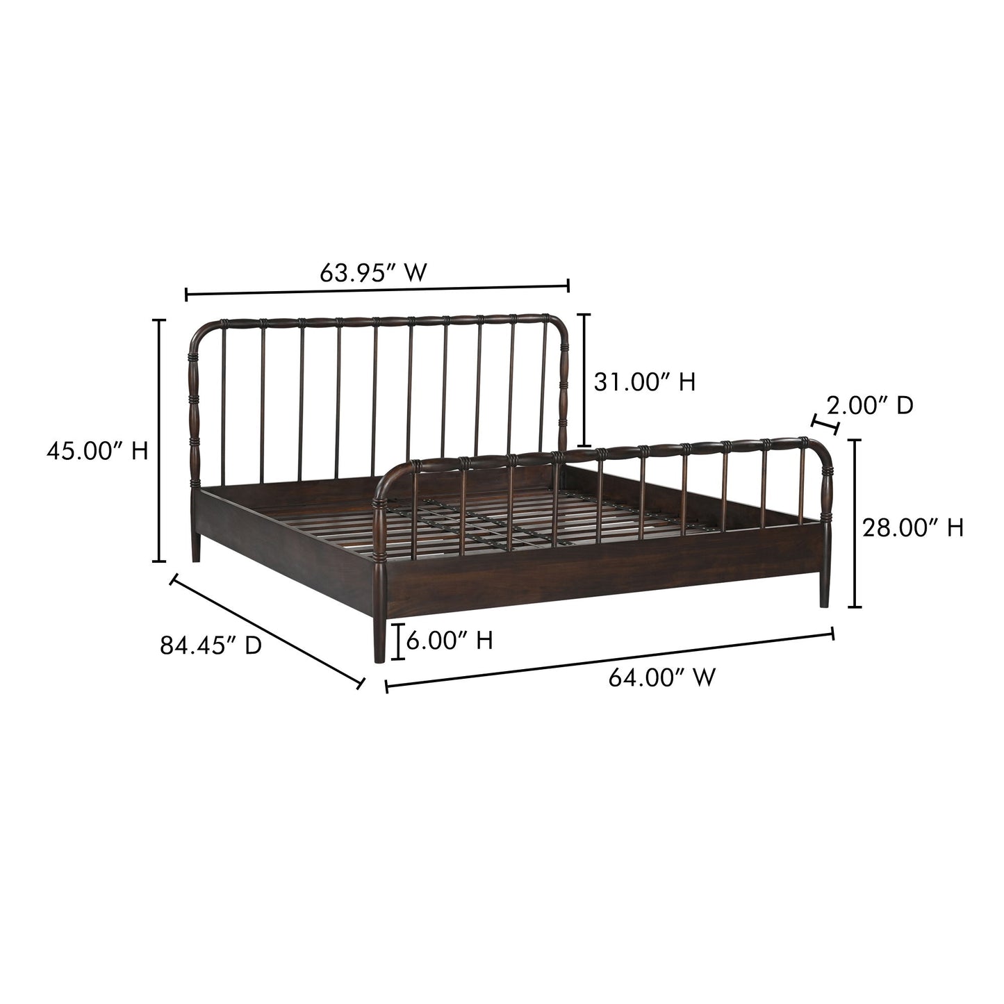 Vivian - Queen Bed - Dark Brown
