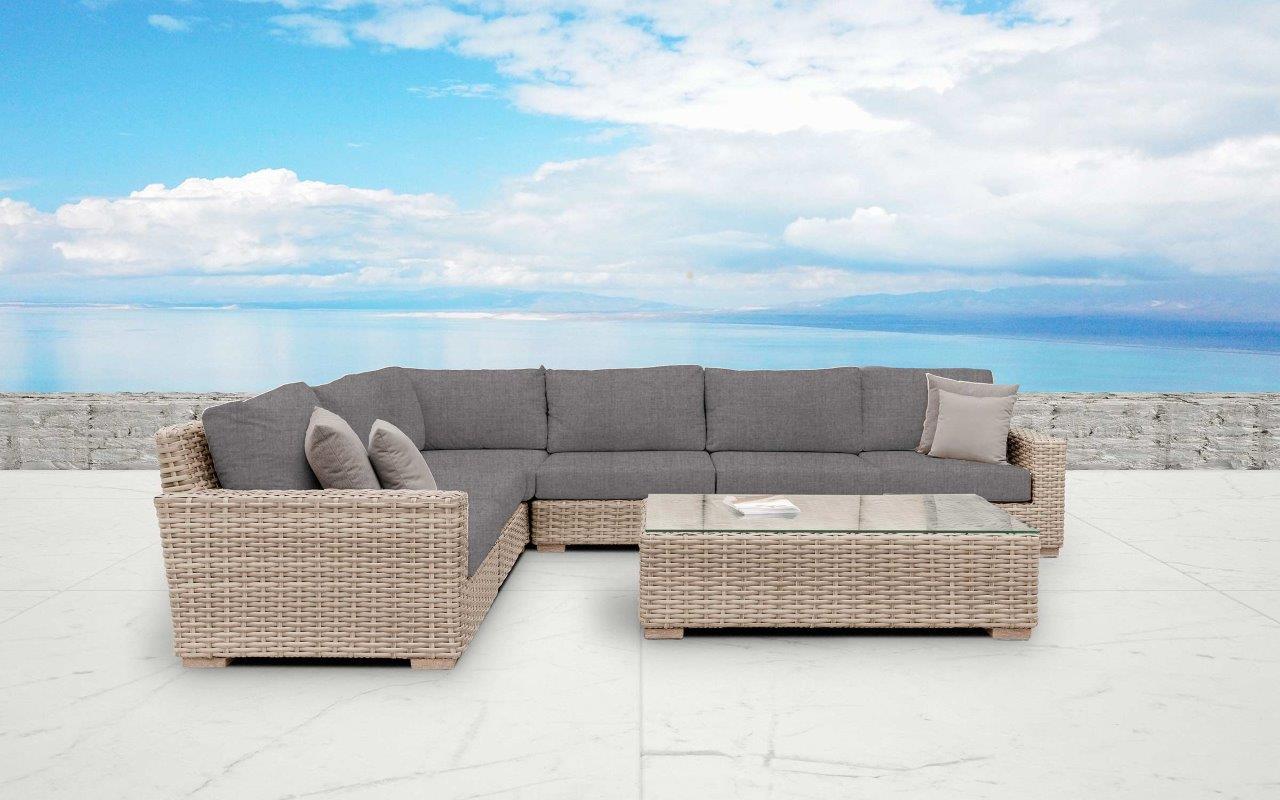 Jasmine Wicker Outdoor Sectional With Sunbrella Fabric