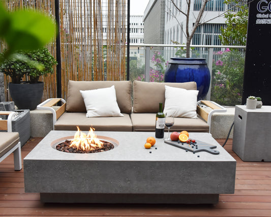Elementi Metropolis Fire Table In Light Grey Natural Gas