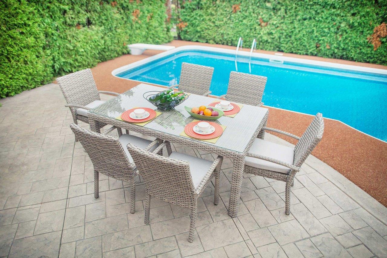 Tulip Outdoor 7 Piece Dining Set With Sunbrella Cushions