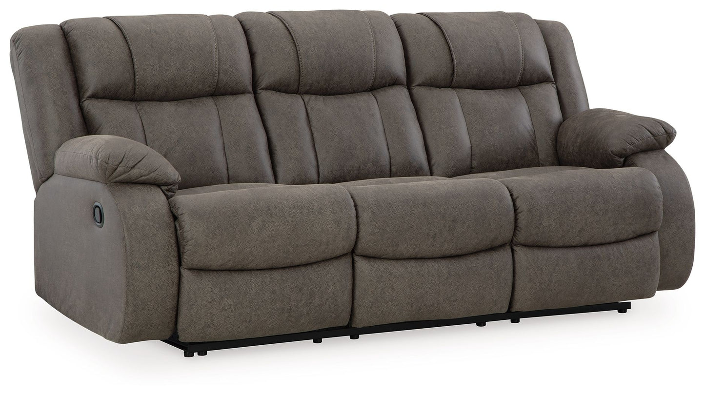 First Base - Gunmetal - Reclining Sofa - Faux Leather