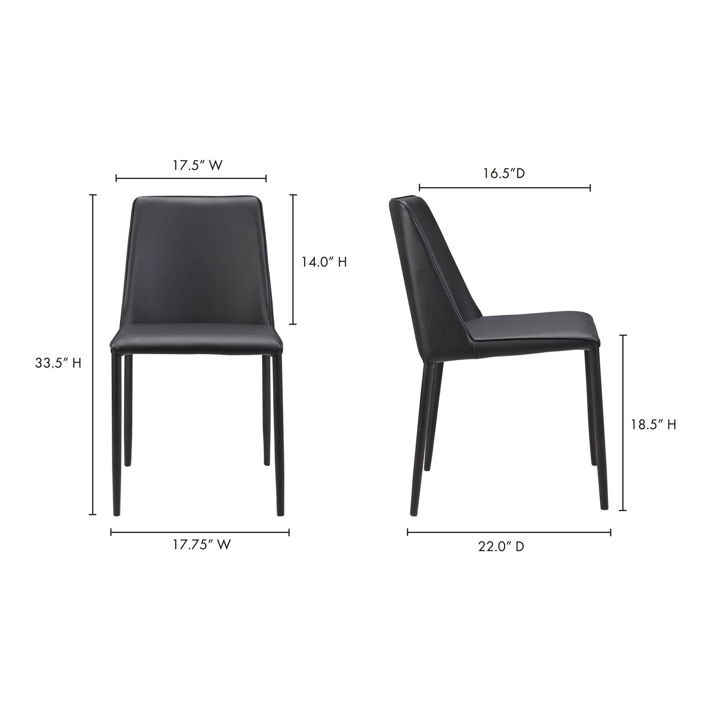 Nora - Vegan Leather Dining Chair (Set of 2) - Black