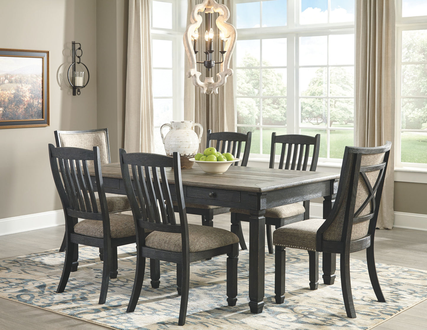 Tyler - Black / Grayish Brown - Dining Uph Side Chair  - Slatback