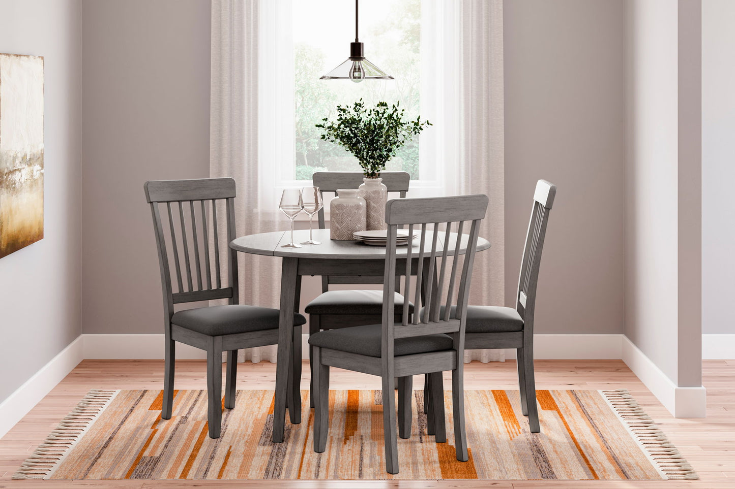 Shullden - Round Drm Drop Leaf Table - Gray