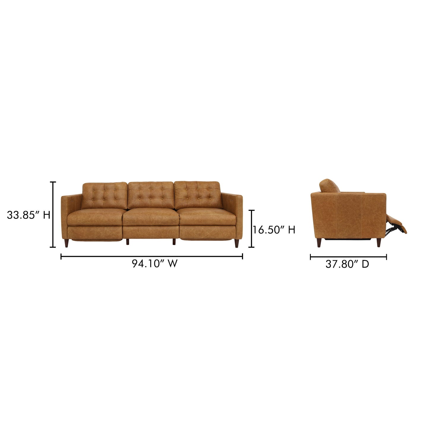 Bridgers - Leather Power Recliner Sofa - Tan