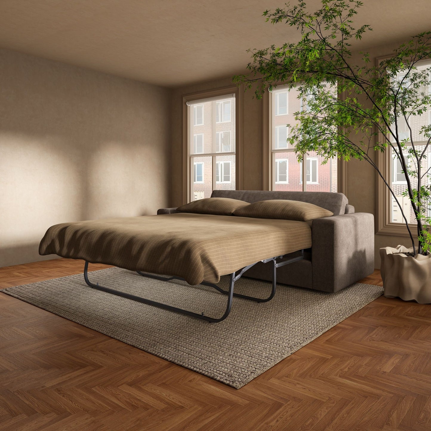 Kiran - Sleeper Sofa - Warm Charcoal
