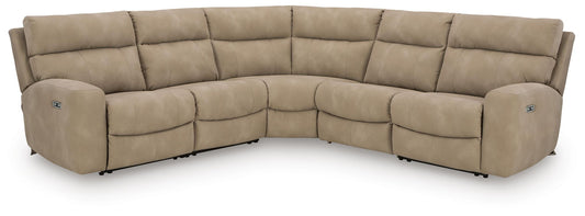 Next-Gen Durapella - 5-Piece Power Reclining Sectional - Sand - Faux Leather
