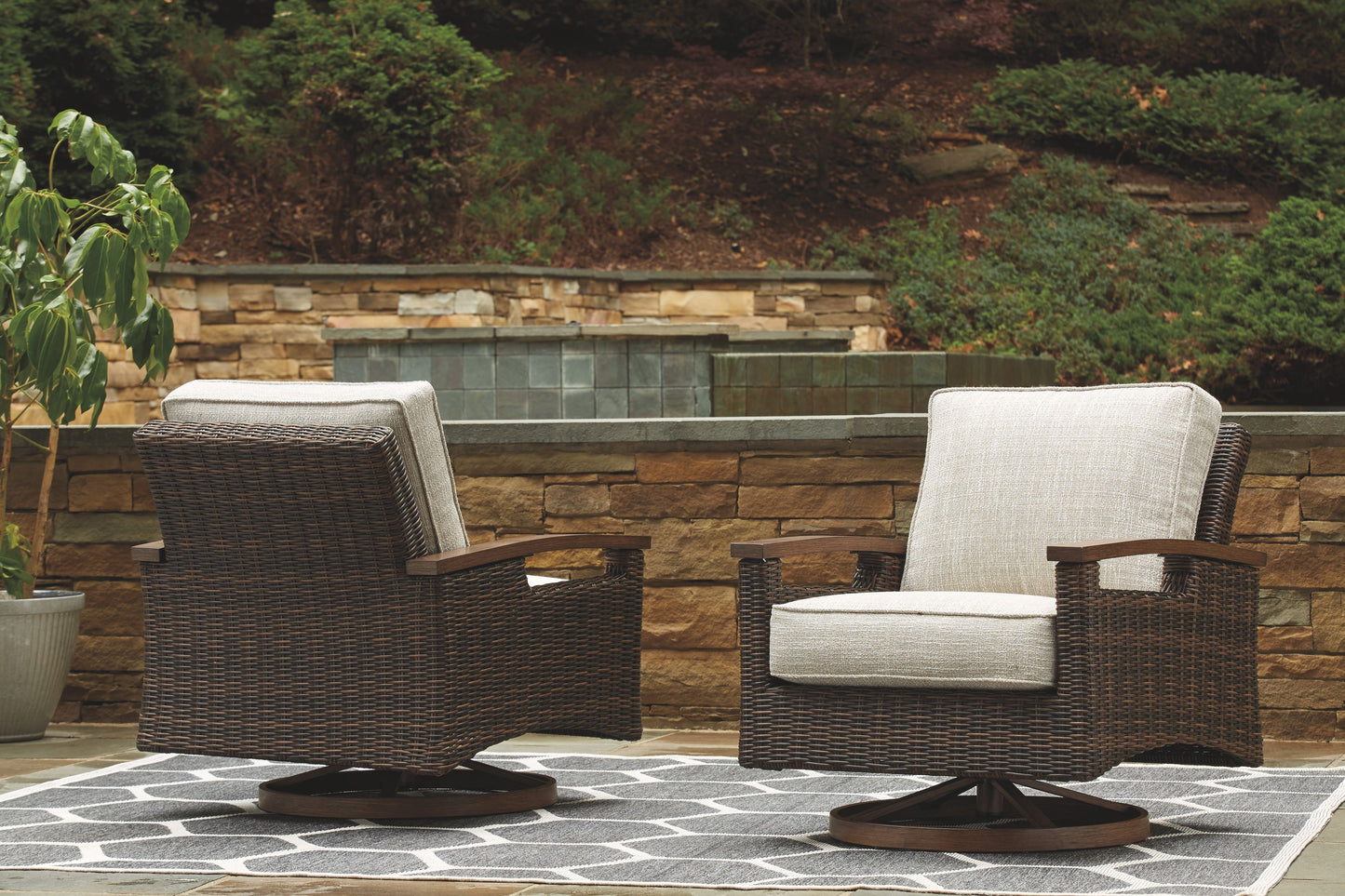 Paradise Trail - Medium Brown - 5 Pc. - Conversation Set with 4 Swivel Lounge Chairs