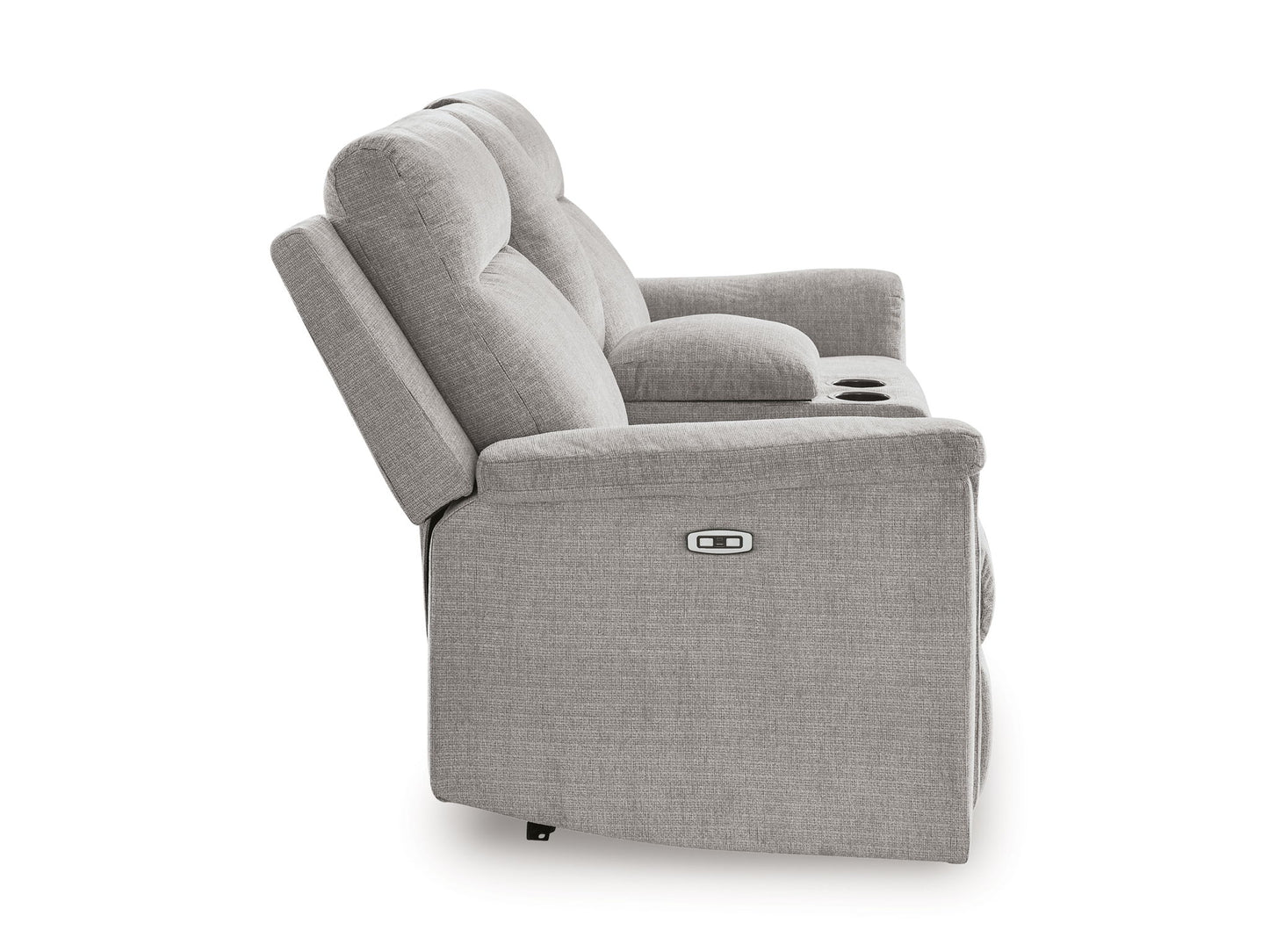 Barnsana - Dbl Power Reclining Loveseat with Console - Fabric - Ash