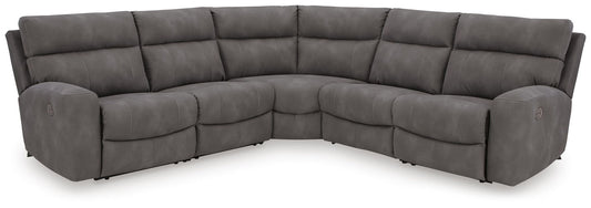 Next-Gen Durapella - 5-Piece Power Reclining Sectional - Slate - Faux Leather