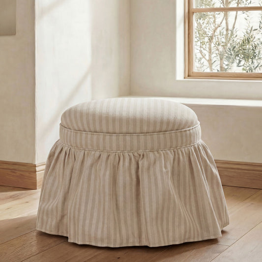 Heidi - Storage Ottoman Stripe - Beige
