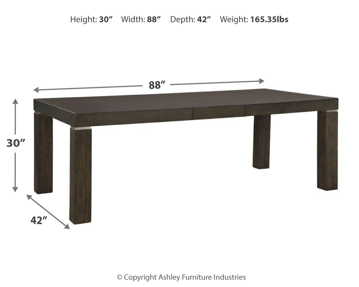 Hyndell - Dark Brown - Rectangular Dining Room Extension Table