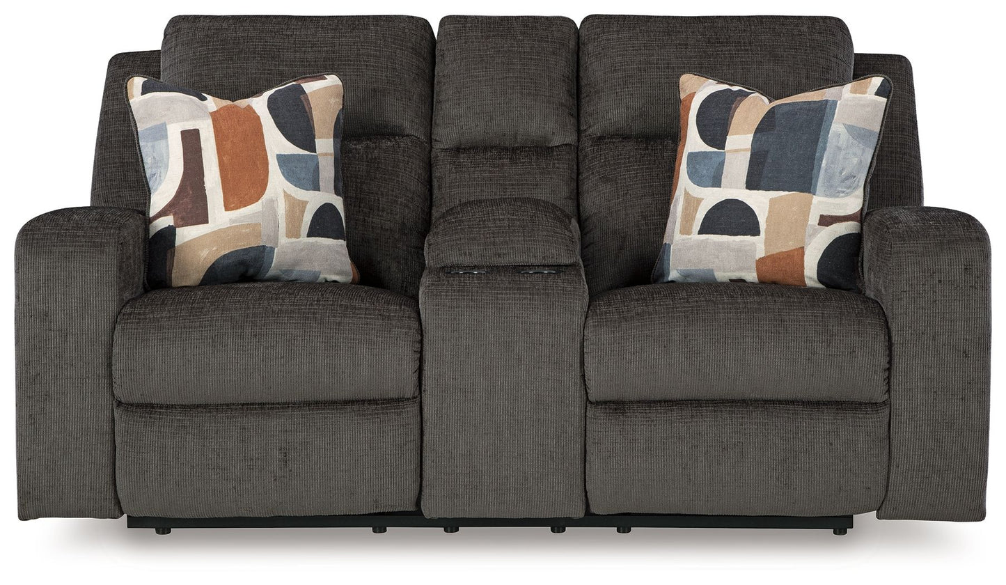 Kanlow - Dusk - Dbl Reclining Loveseat With Console - Fabric