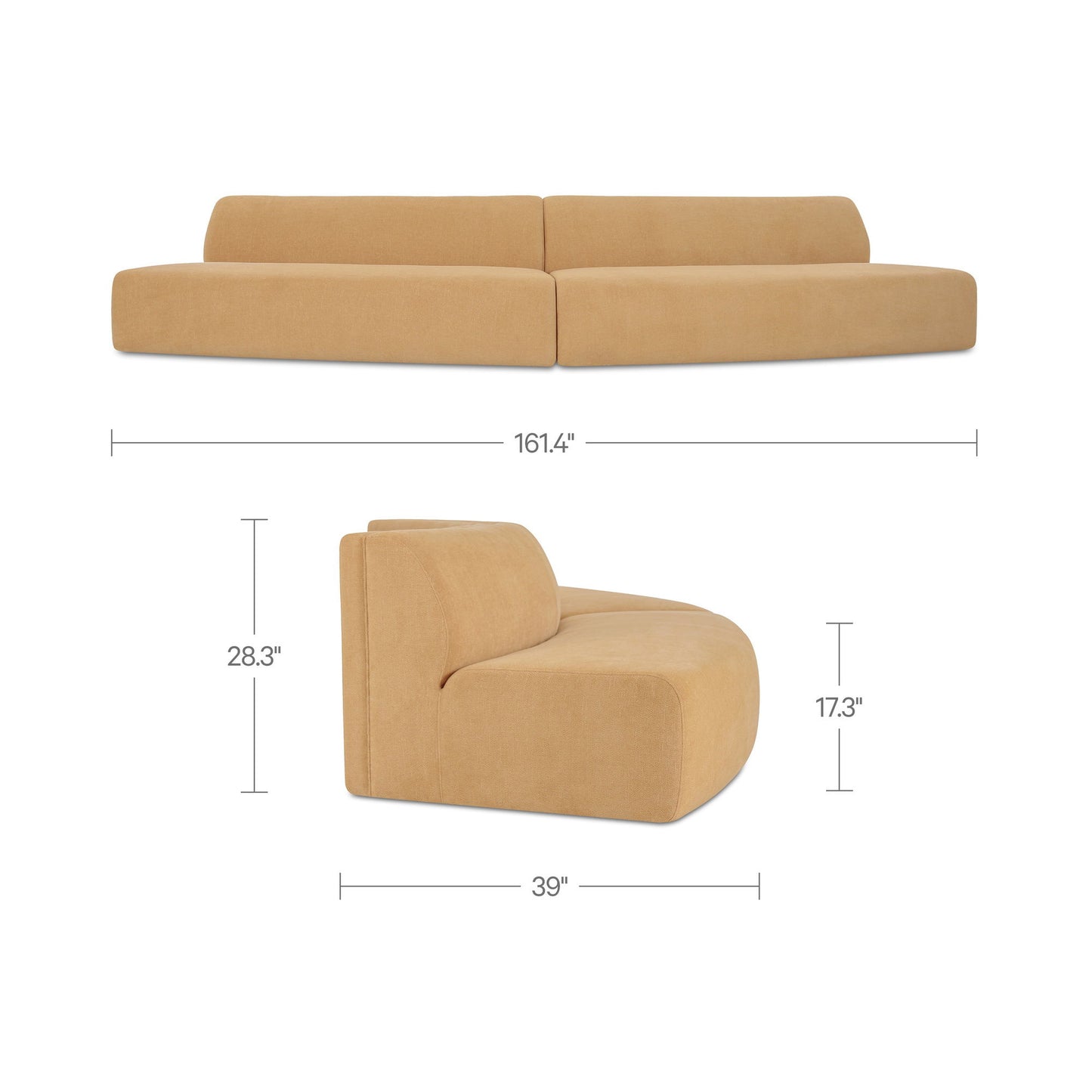 Naomi - 2 Piece Convex Modular Sectional - Golden Yellow