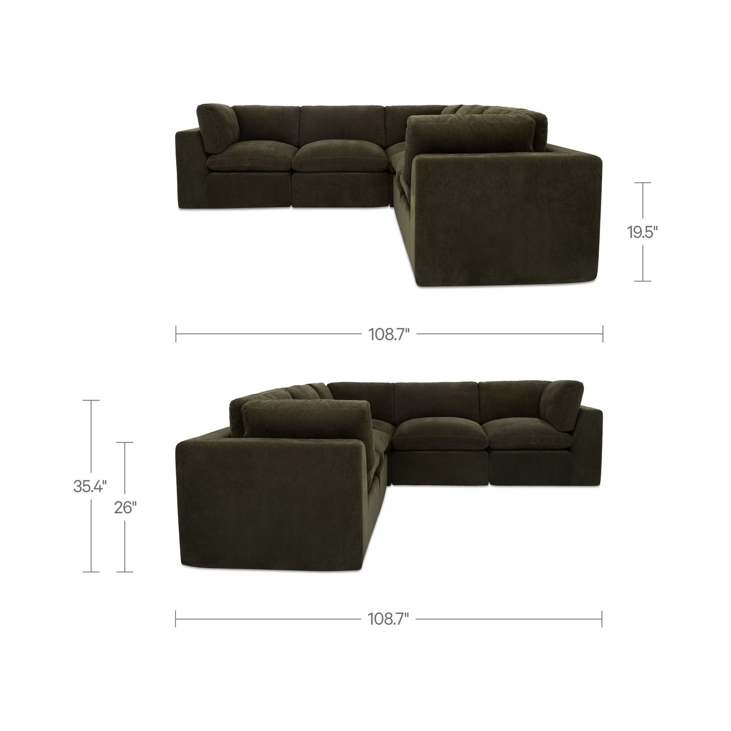 Cates - Classic L Modular Sectional - Dark Green