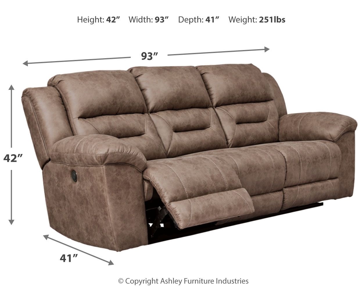 Stoneland - Fossil - Power Reclining Sofa - Faux Leather