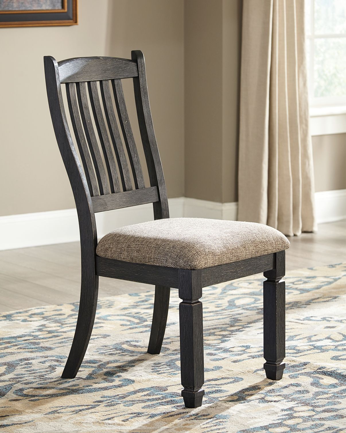 Tyler - Black / Grayish Brown - Dining Uph Side Chair  - Slatback