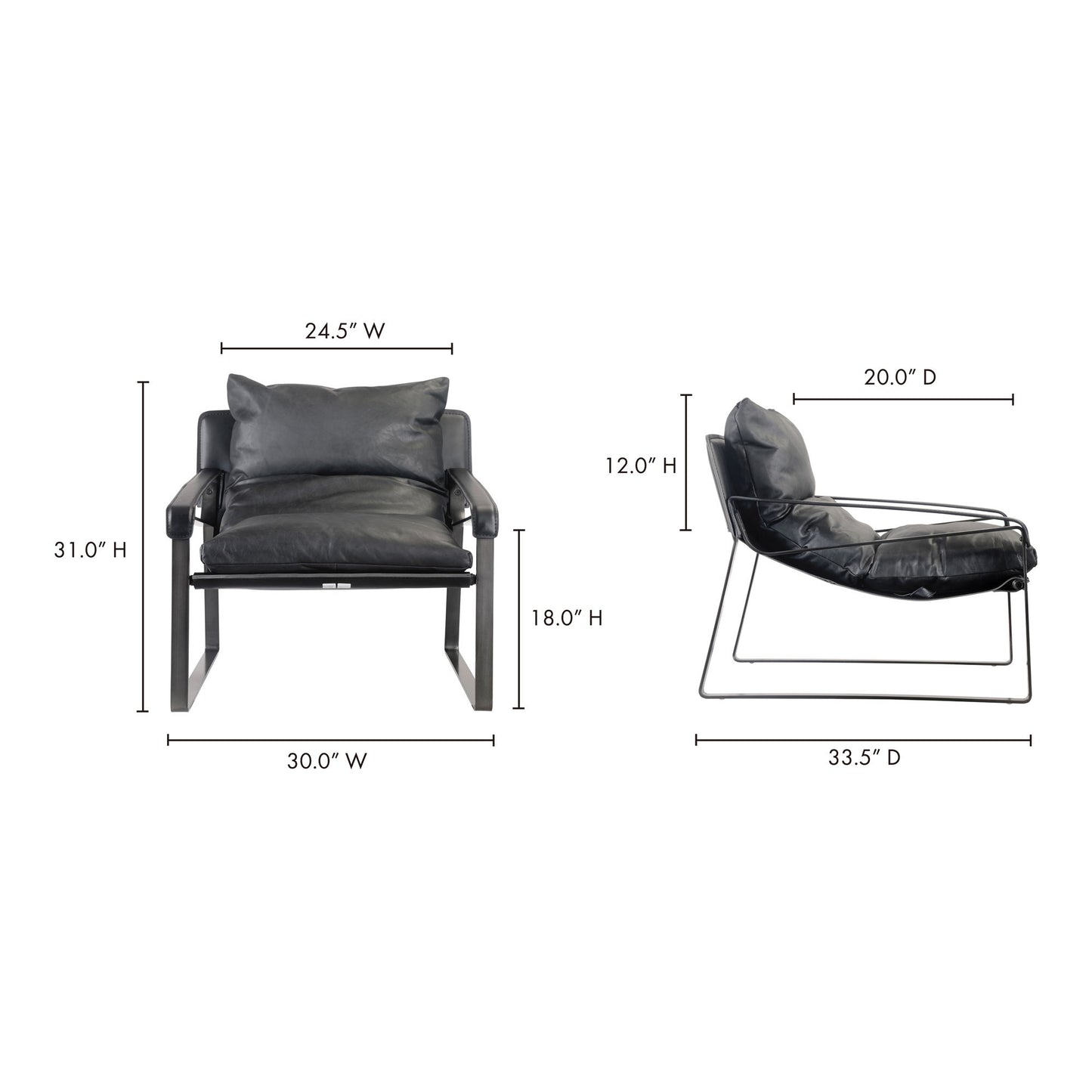 Connor - Leather Club Chair - Black