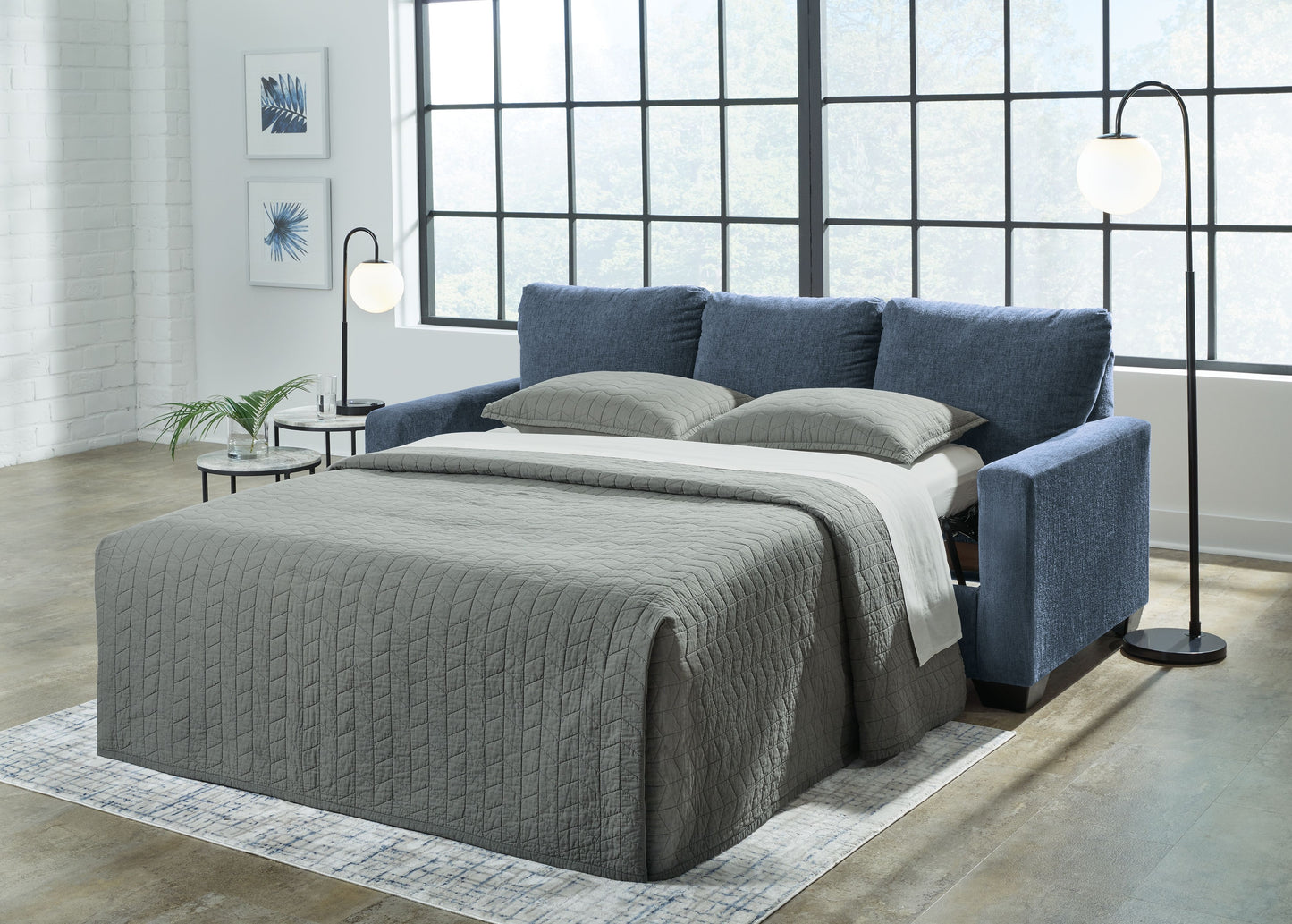 Rannis - Navy - Queen Sofa Sleeper - Fabric