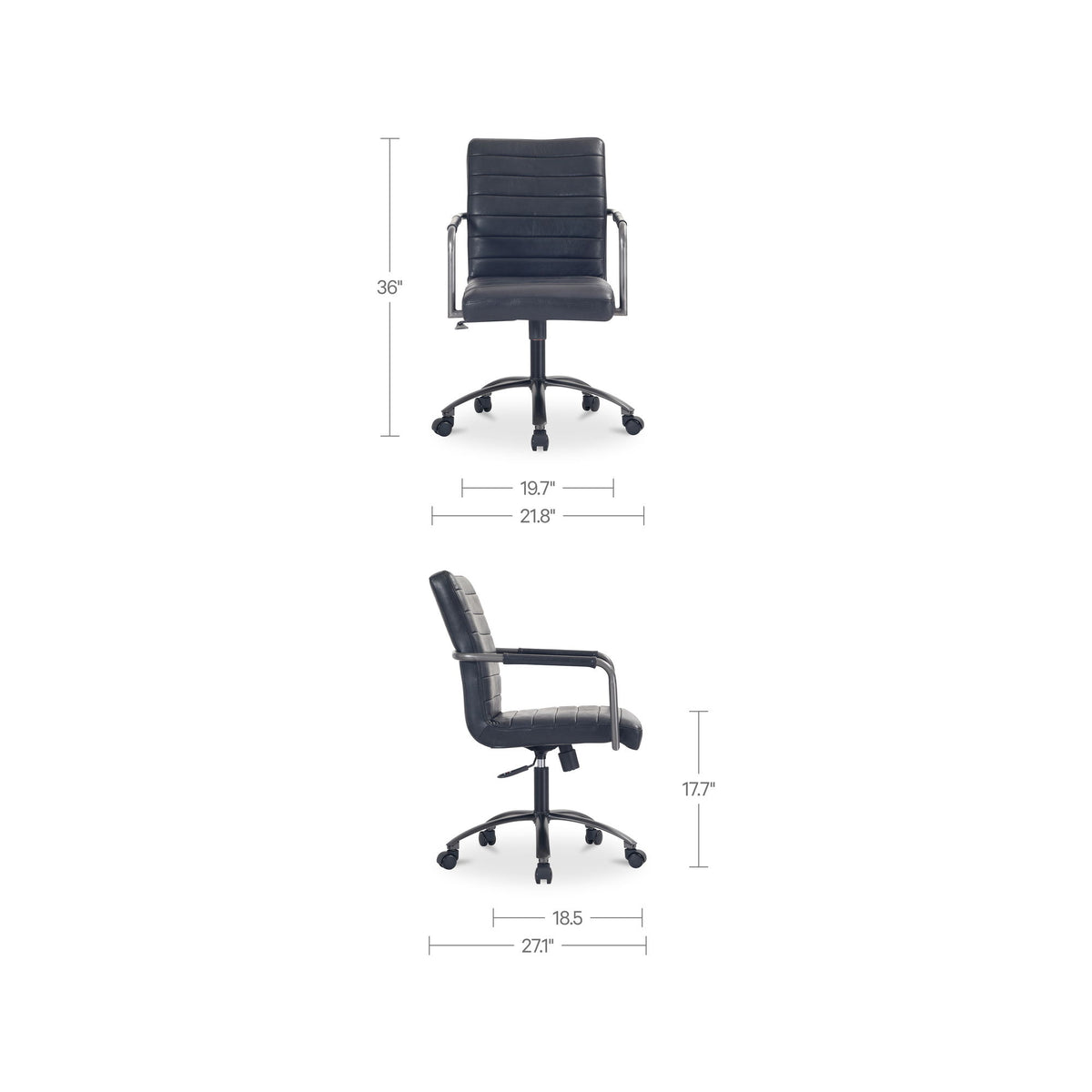 Roy - Leather Office Chair - Black