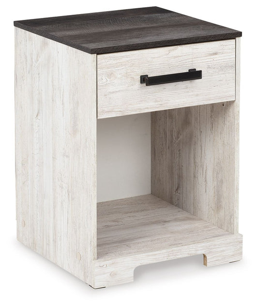 Shawburn - One Drawer Night Stand - Whitewash / Charcoal Gray