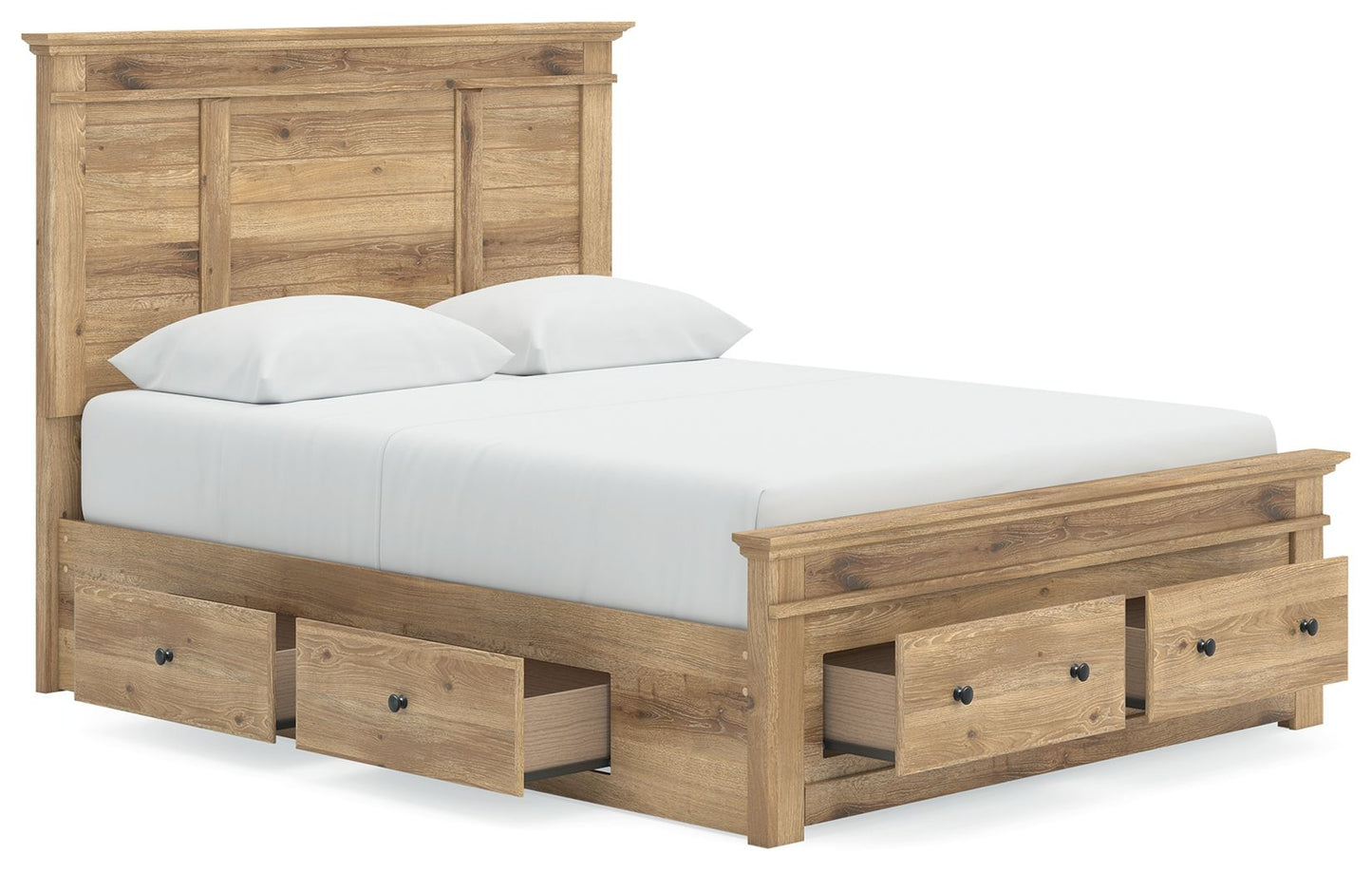 Makidern - Panel Storage Bed With Under Bed Storage Unit And Storage Footboard