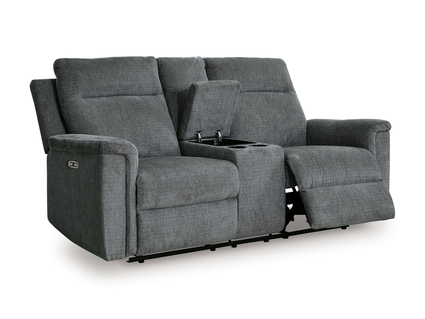 Barnsana - Dbl Power Reclining Loveseat with Console - Fabric - Gravel