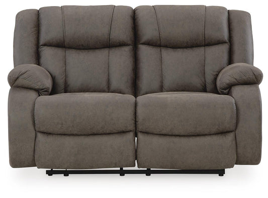 First Base - Reclining Loveseat - Gunmetal - Faux Leather