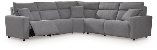 Modmax II - 5-Piece Power Reclining Sectional - Salt And Pepper - Next-Gen Nuvella