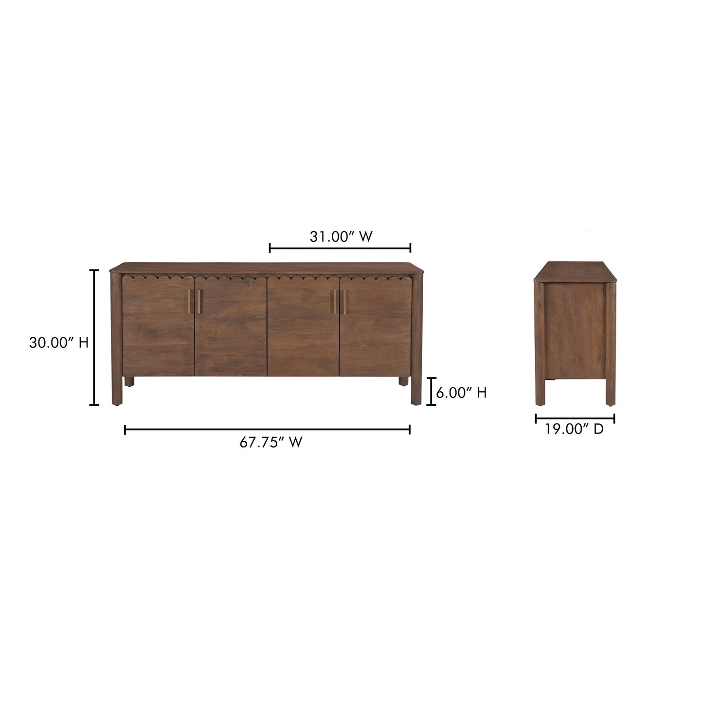 Wiley - 4 Door Sideboard - Vintage Brown