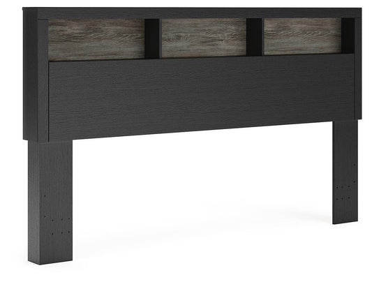 Broachmyn - Lighted King Bookcase Headboard - Black / Gray - Wood
