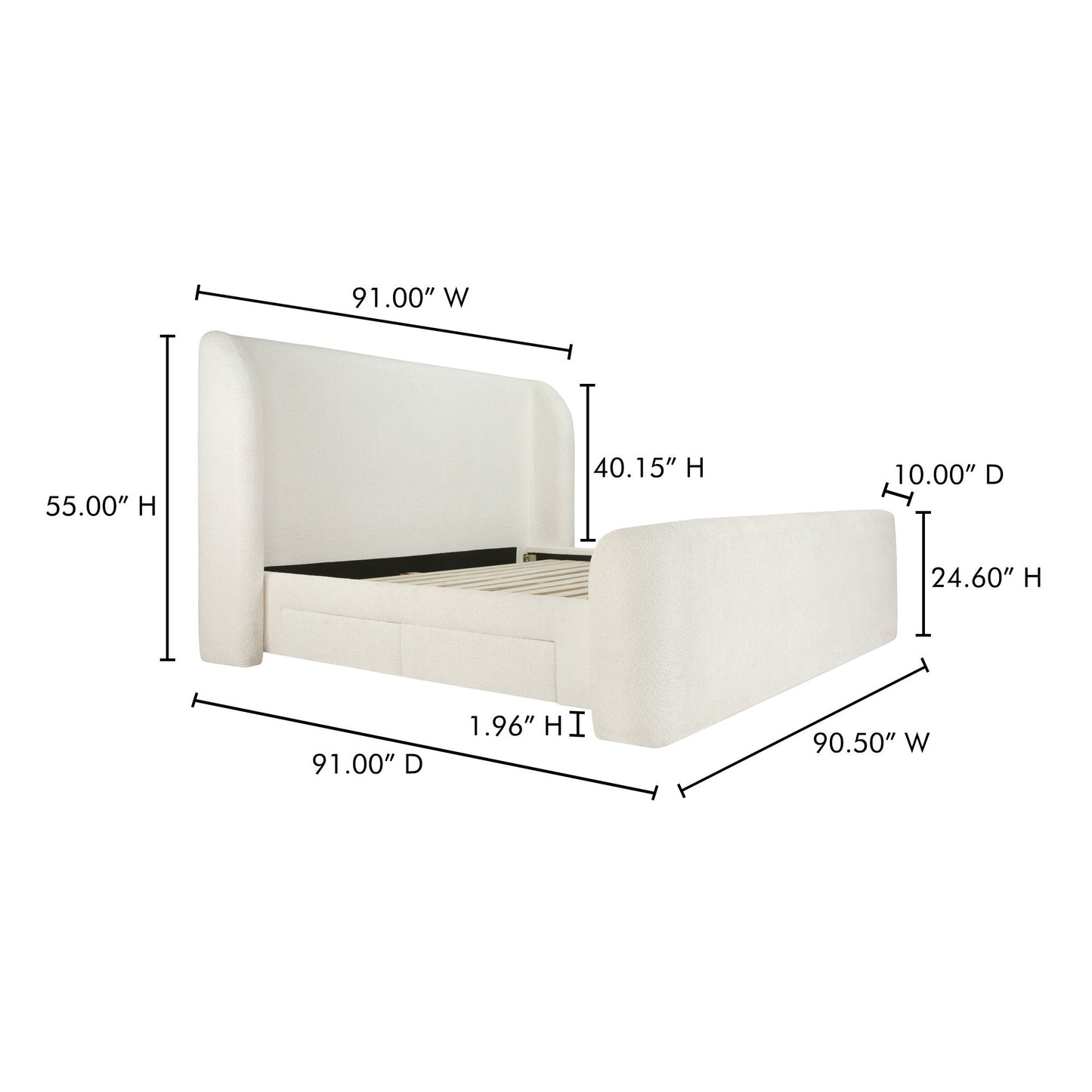 Sophia - King Bed - Cream