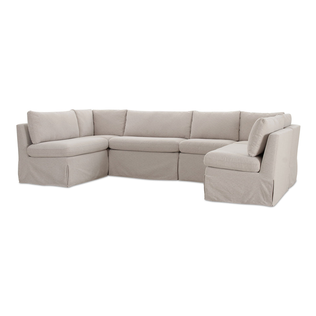 Fable - 6 Piece Slipcover Dining Banquette U-Shape - Beige