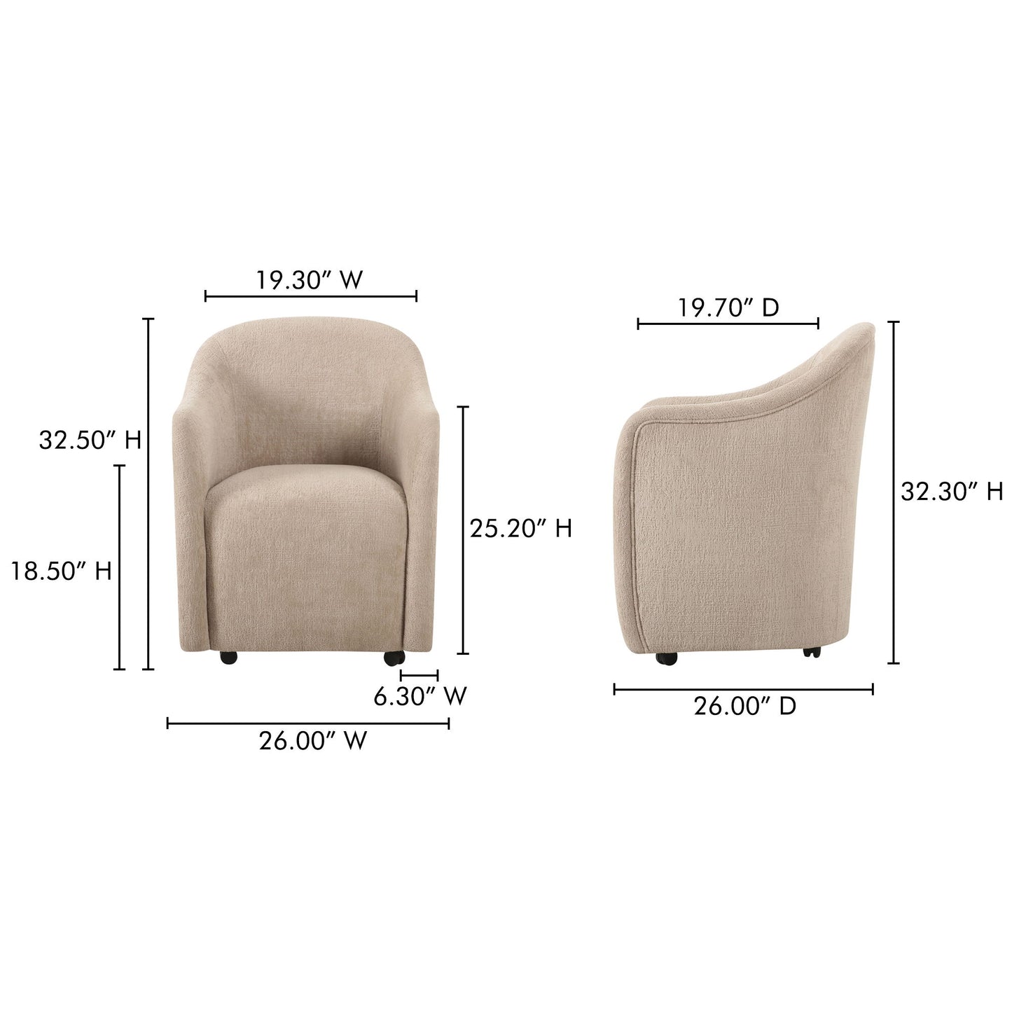 Drava - Rolling Dining Chair - Beige
