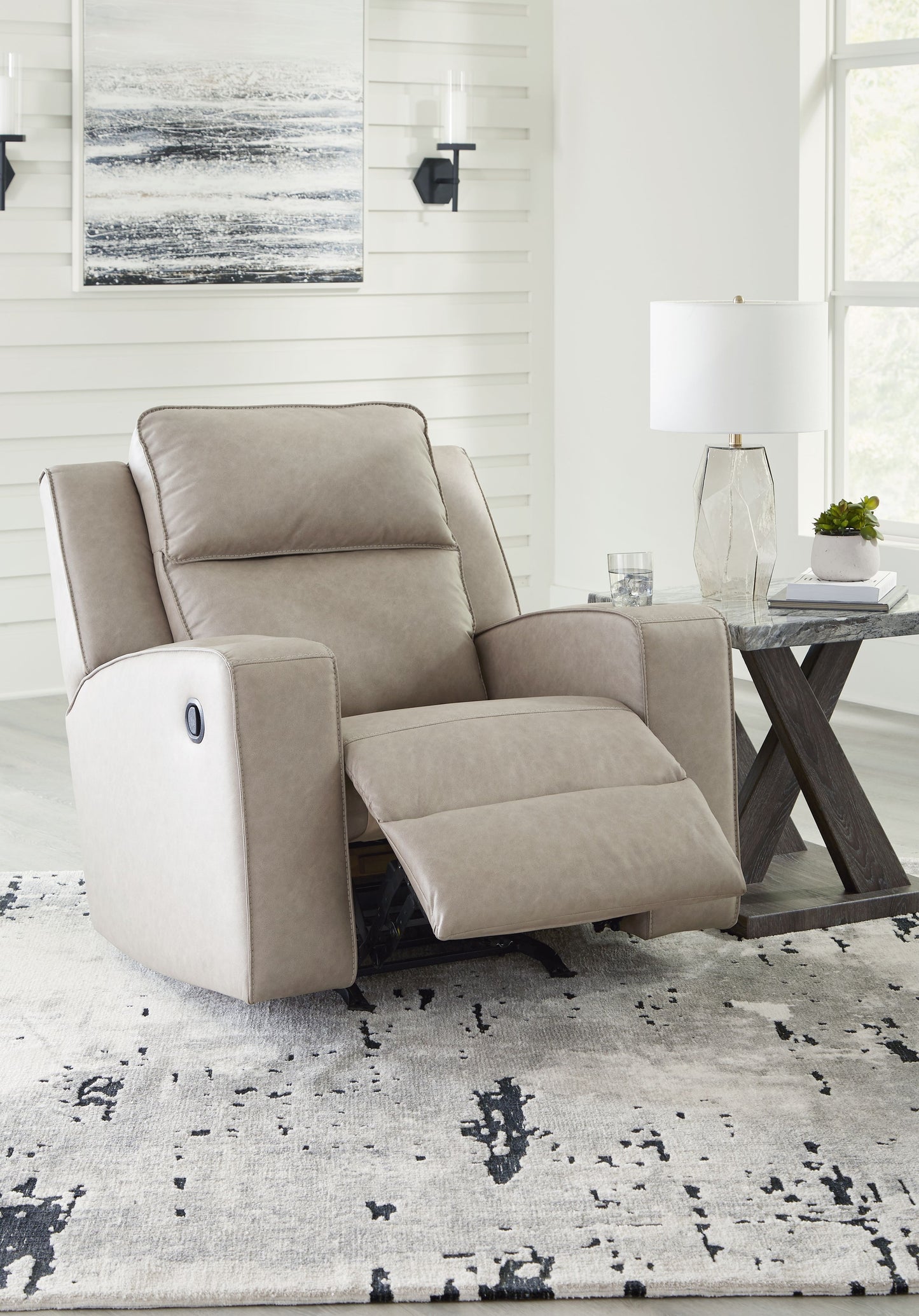 Lavenhorne - Pebble - Rocker Recliner - Faux Leather