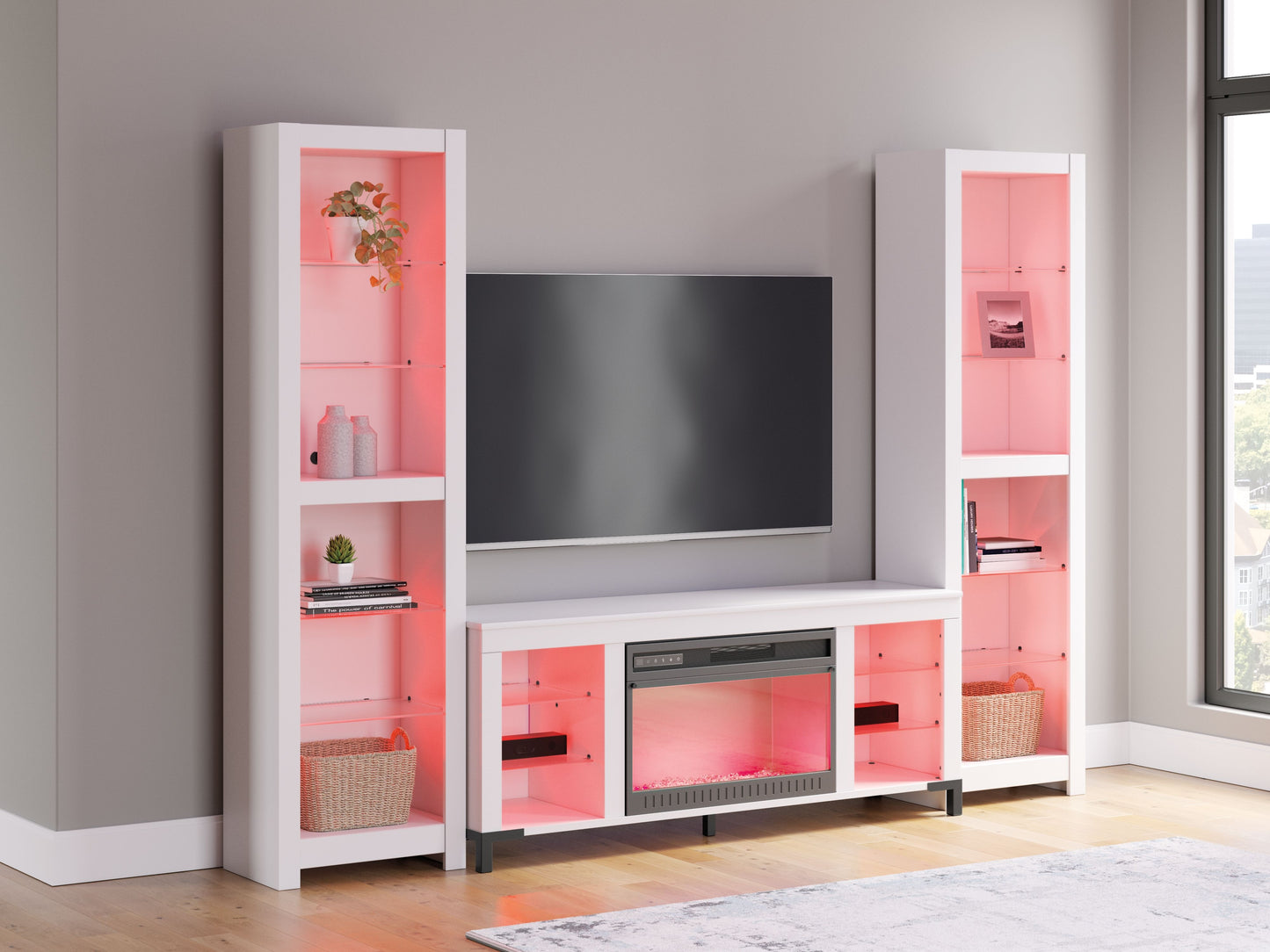 Brollevi - White - 3-Piece Entertainment Center