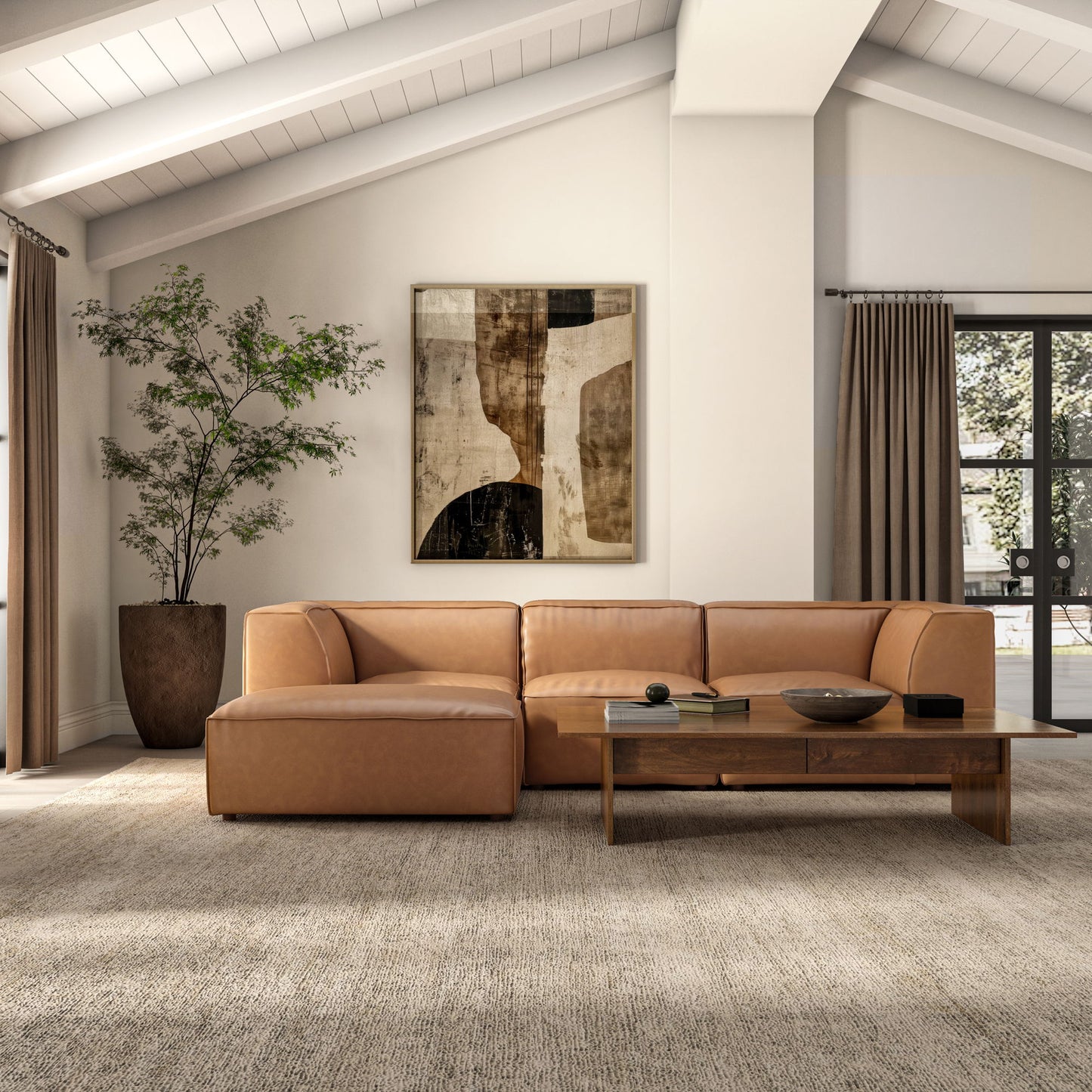 Form - Leather Corner Chair - Sonoran Tan