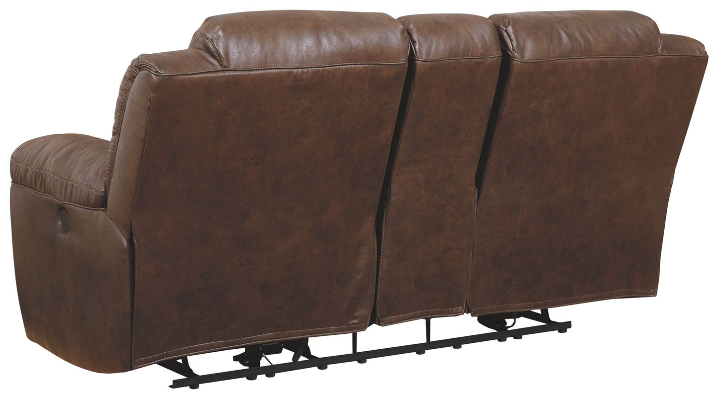 Stoneland - Chocolate - Dbl Reclining Loveseat With Console - Faux Leather