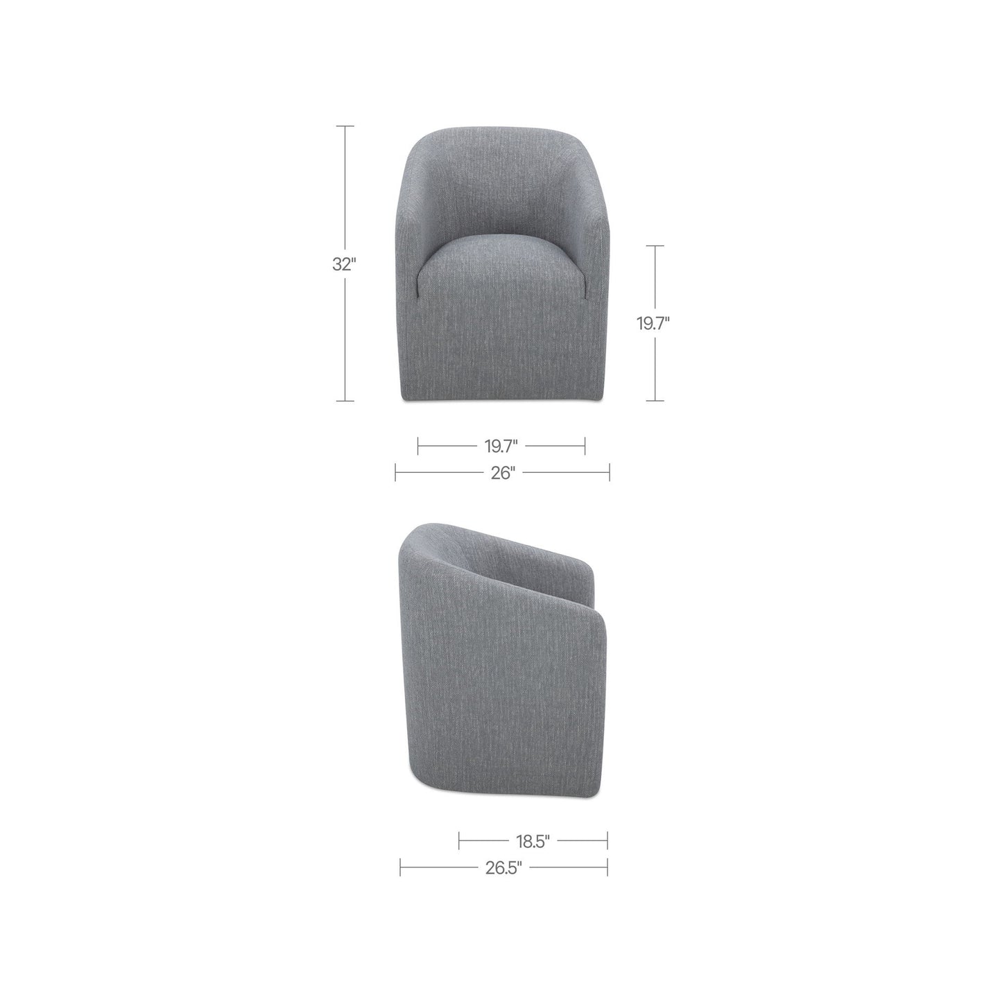 Sandy - Rolling Dining Chair - Gray