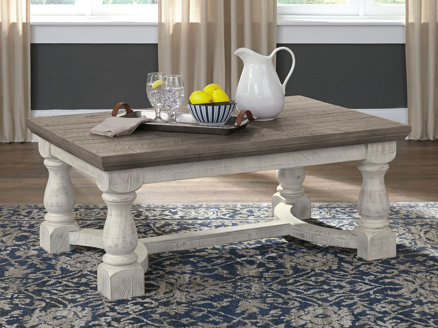 Havalance - Rectangular Cocktail Table - Gray / White