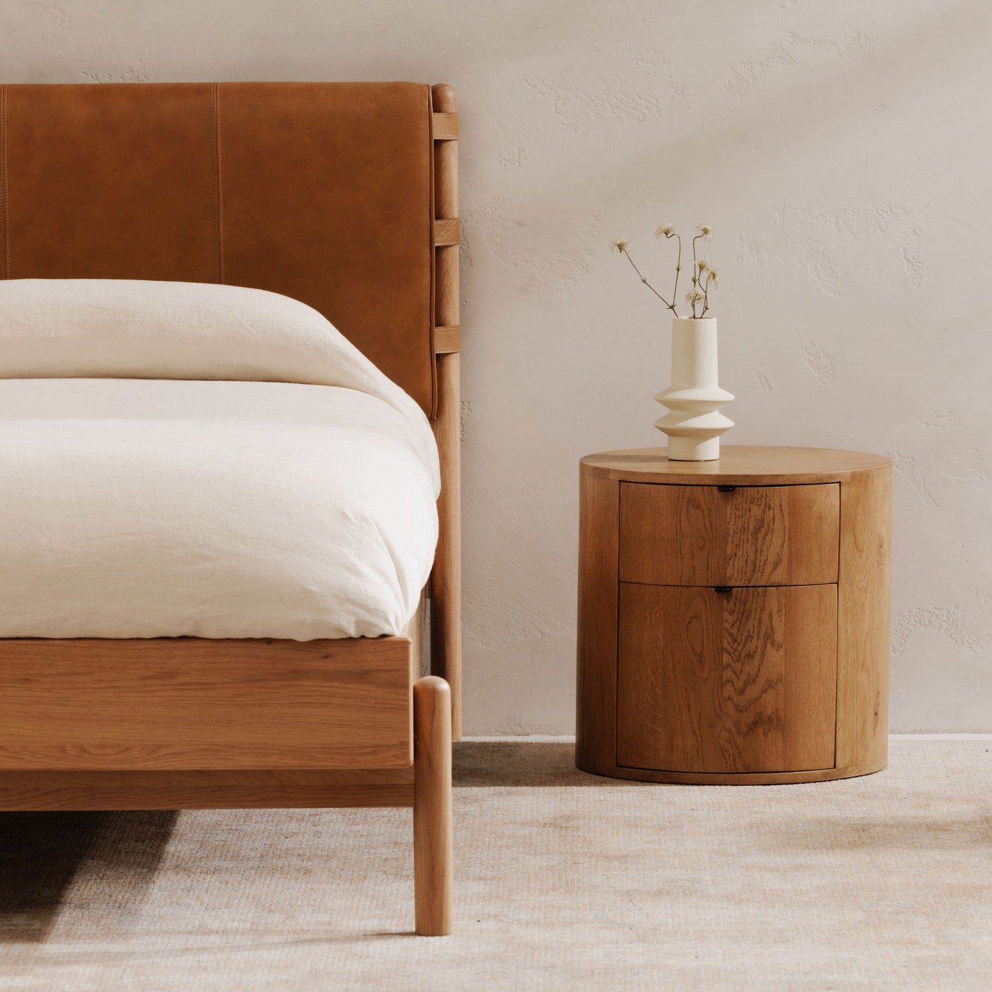 Theo - Two Drawer Nightstand - Light Brown