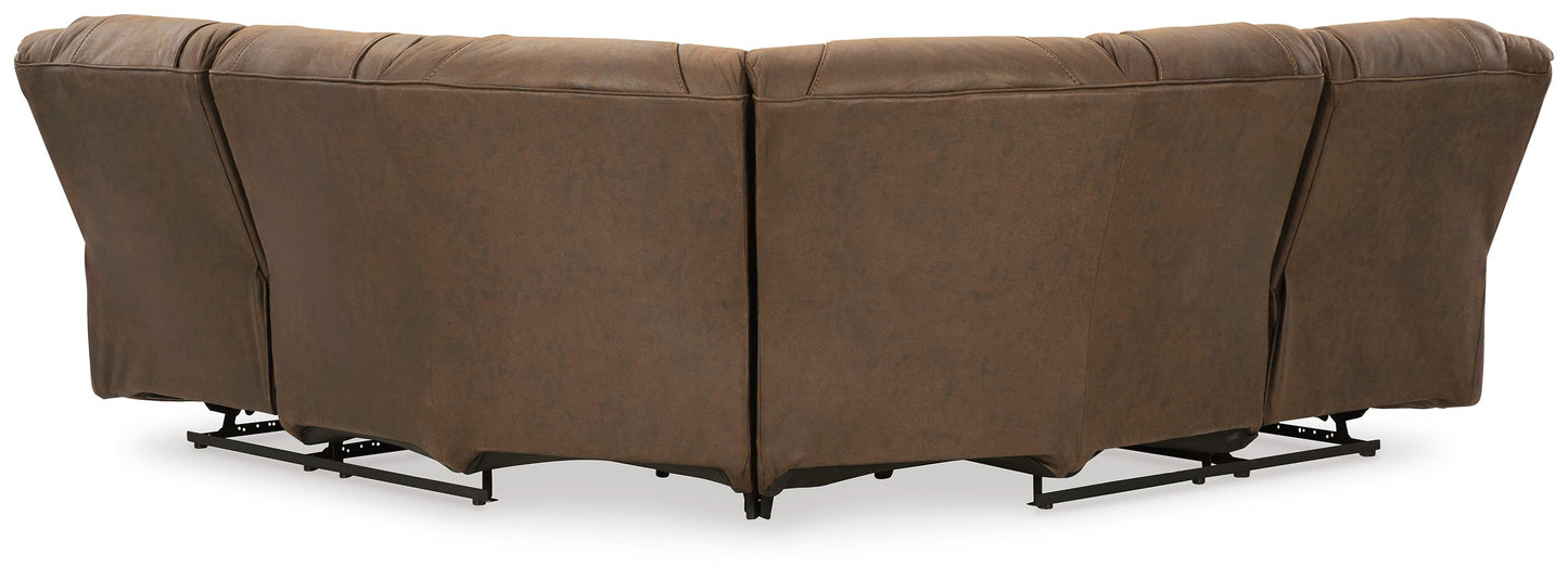 Trail Boys - Walnut - 2-Piece Reclining Sectional With Raf Reclining Loveseat - Faux Leather