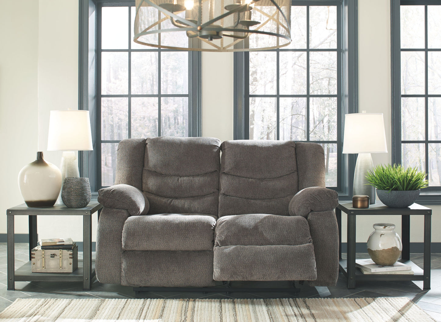 Tulen - Dark Gray - Reclining Loveseat