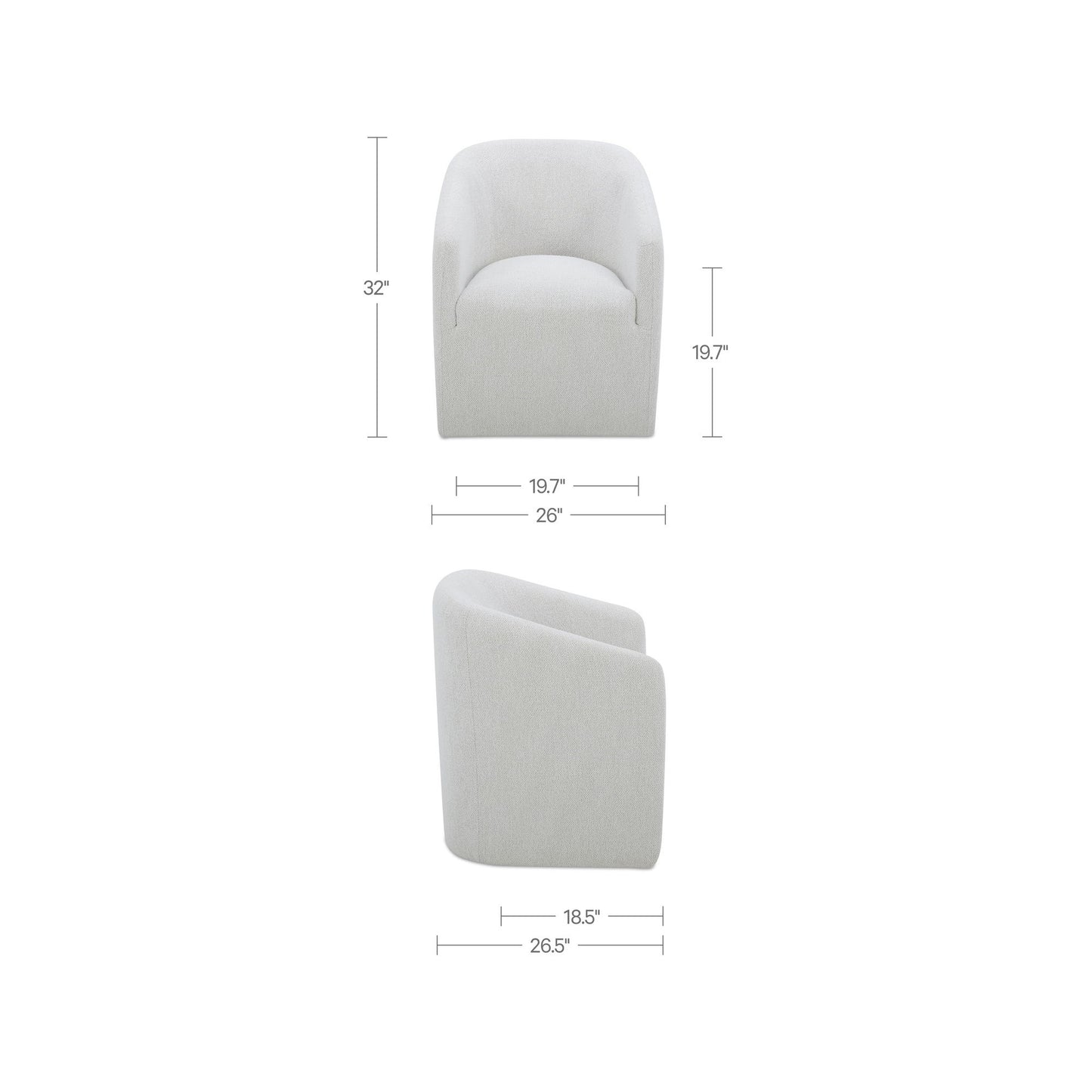 Sandy - Rolling Dining Chair - Off White