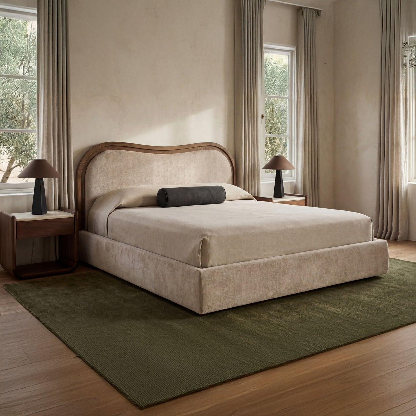 Camilla - King Bed - Oat / White / Beige
