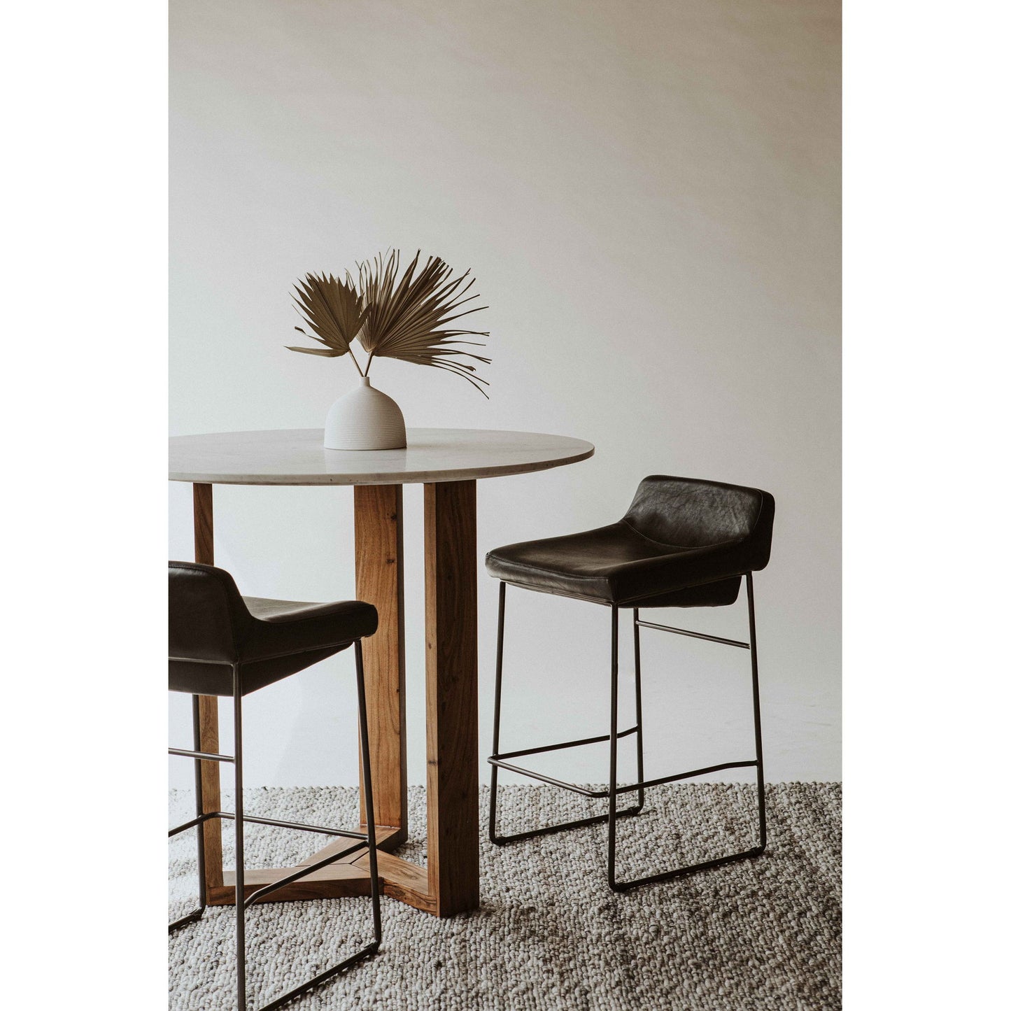 Starlet - Counter Stool Leather (Set of 2) - Onyx Black