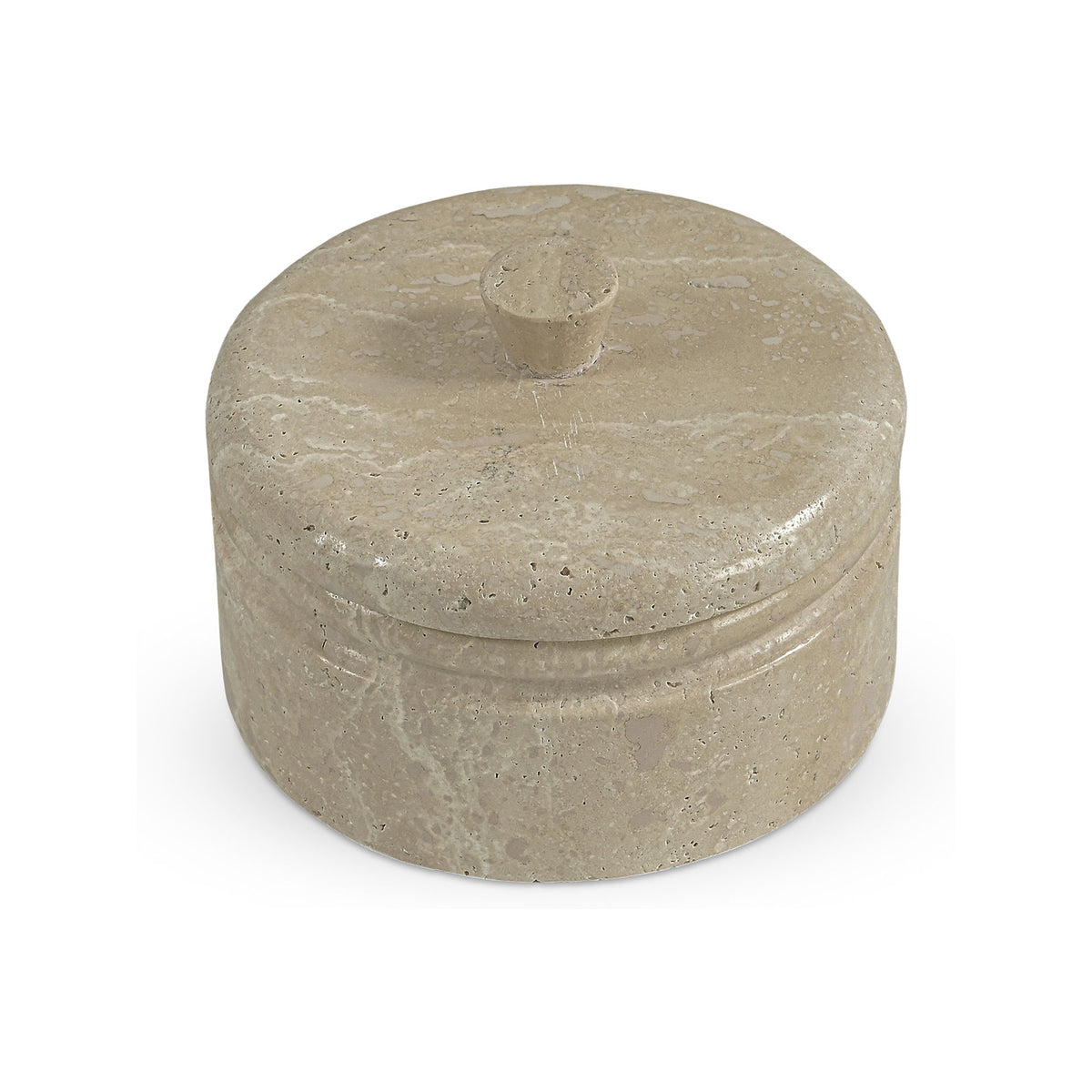 Valencia - Round Travertine Box - Beige