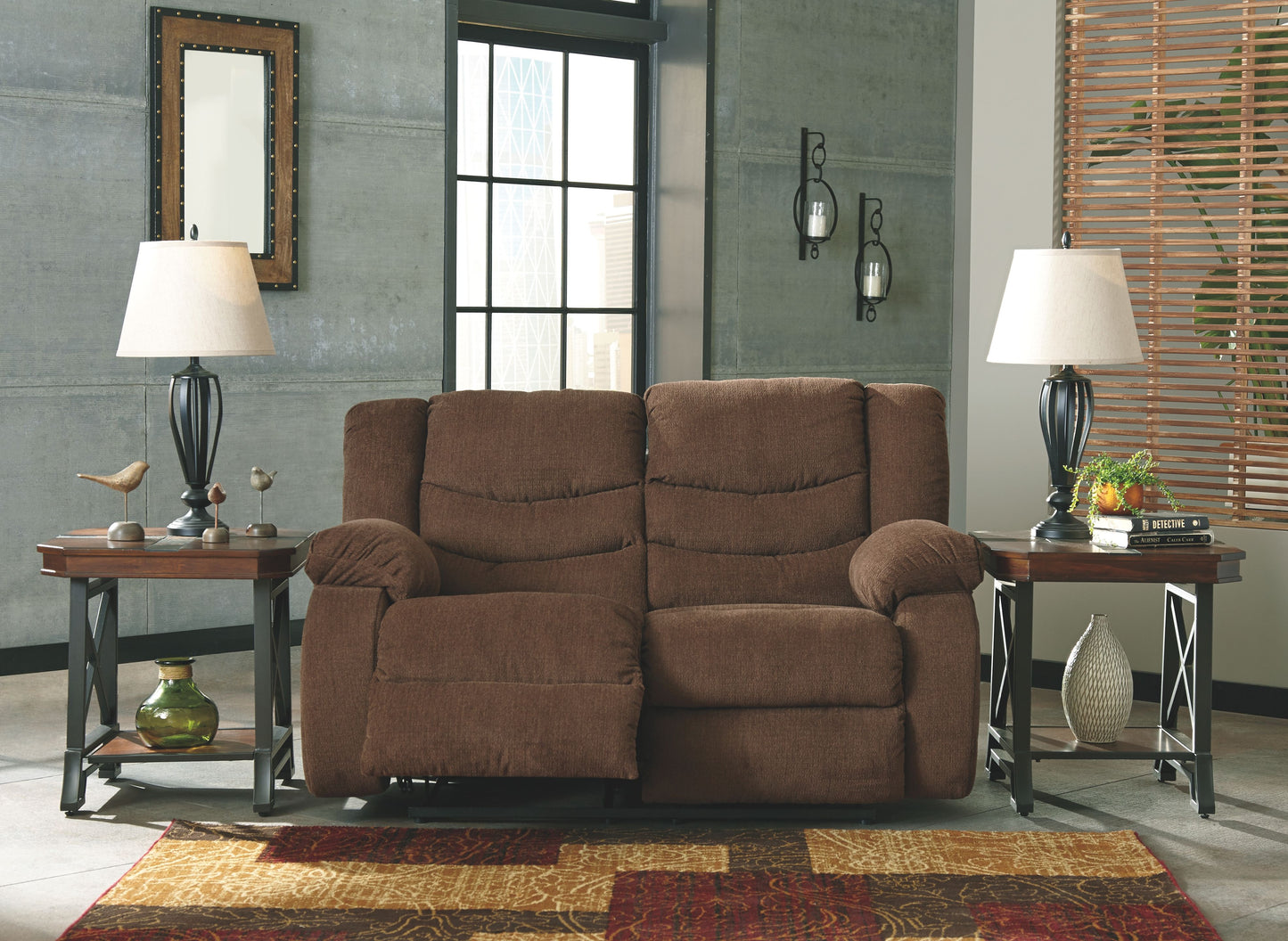 Tulen - Chocolate - Reclining Loveseat - Fabric