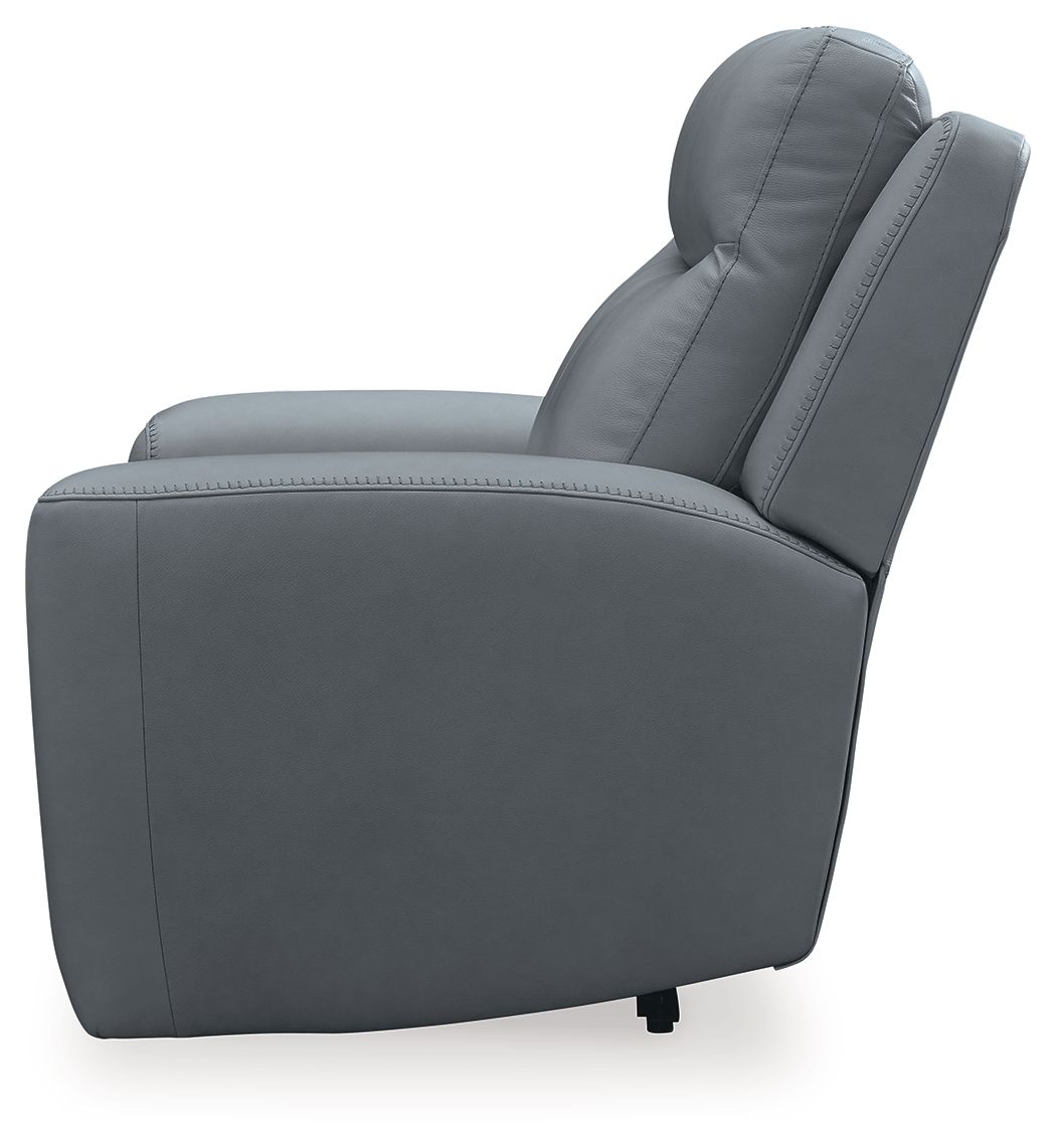 Mindanao - Steel - Pwr Recliner/Adj Headrest - Leather Match