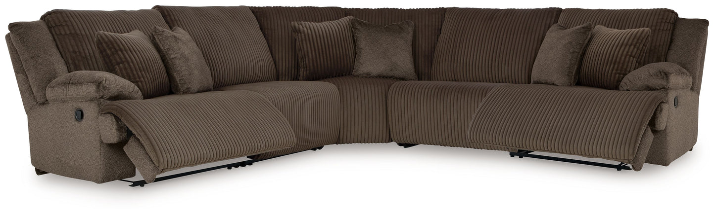 Top Tier - Chocolate - 5-Piece Reclining Sectional - Fabric